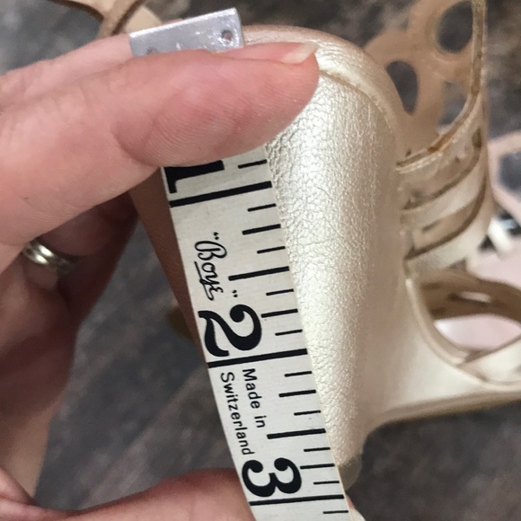 Studio Isola Metallic Champagne Wedge Sandals - Picture 11 of 11